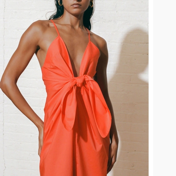 SOLD MARA HOFFMAN Lolita Tie-Front Organic Cotton Midi Dress in Orange NWT - Picture 9 of 16